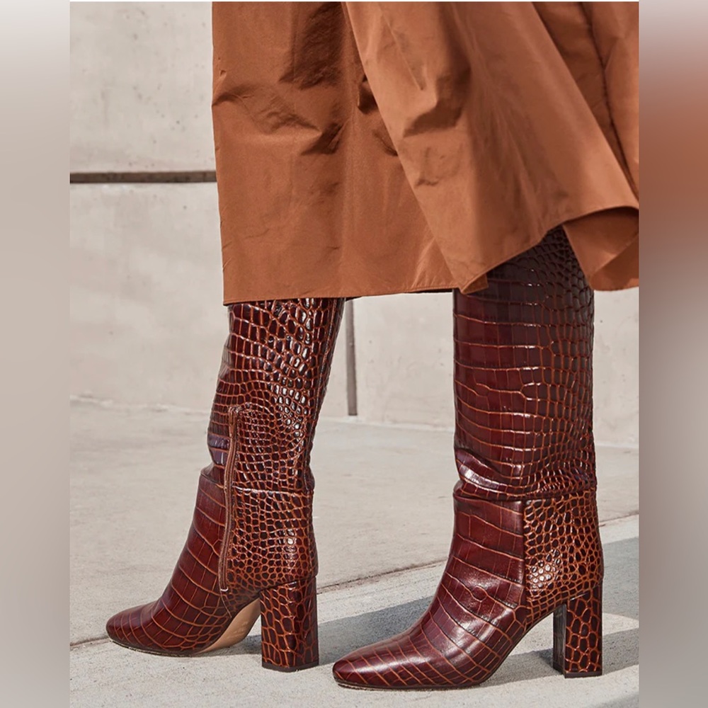 Inez Paloma Boots Sz 7.5 in Mocha Croco